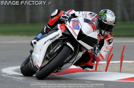2009-09-26 Imola 0896 Variante alta - Supersport - Free Practice - Anthony West - Honda CBR600RR